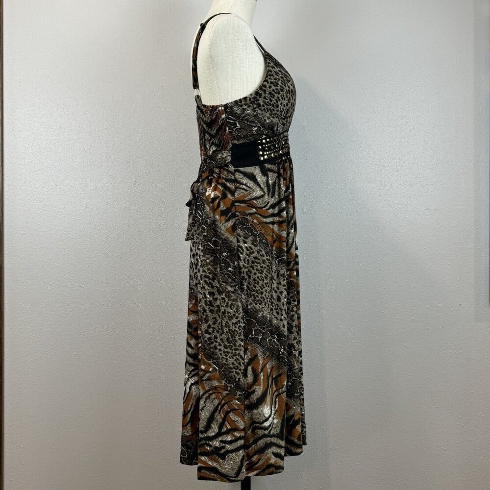 Studio West Apparel Sleeveless Midi Dress Womens Size L Multicolor Animal Print - Picture 6 of 14